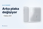 S23 kartlıklı çerçeve kılıf (beyaz): değişen arka plaka ve kart yuvası