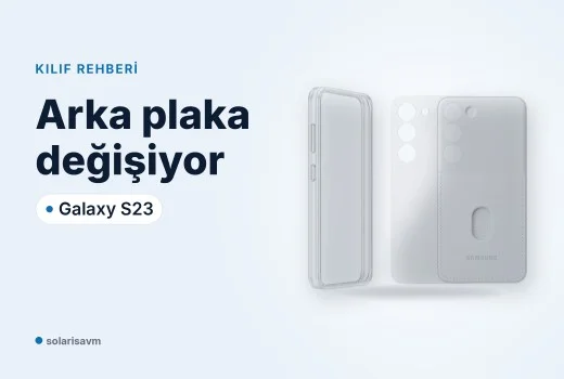 S23 kartlıklı çerçeve kılıf (beyaz): değişen arka plaka ve kart yuvası