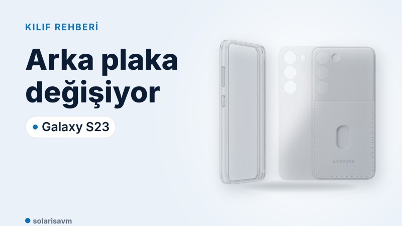 S23 kartlıklı çerçeve kılıf (beyaz): değişen arka plaka ve kart yuvası