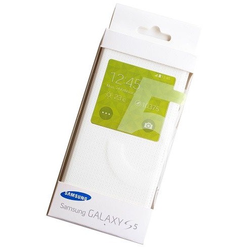 Samsung Galaxy S5 S-View Kapaklı Kılıf Beyaz EF-CG900BHEGWW