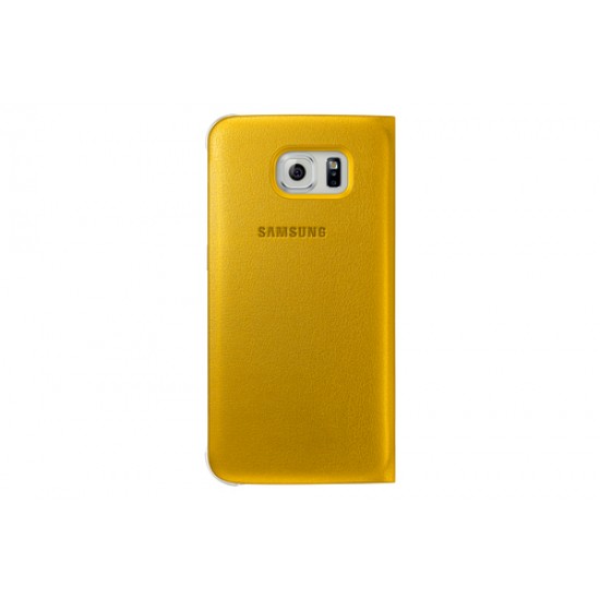 Samsung S6 Edge Kartlıklı Kılıf Deri Sarı EF-WG925PYEGWW
