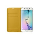 Samsung S6 Edge Kartlıklı Kılıf Deri Sarı EF-WG925PYEGWW