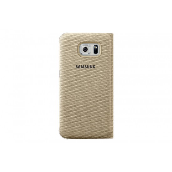Samsung S6 Edge Kartlıklı Kılıf Tekstil Altın EF-WG925BFEGWW