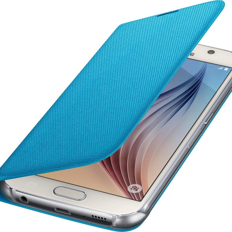 Samsung S6 Kartlıklı Kılıf Tekstil Mavi EF-WG920BLEGWW