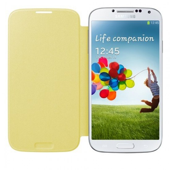 Samsung S4 i9500 Kapaklı Kılıf Sarı EF-FI950BYEGWW