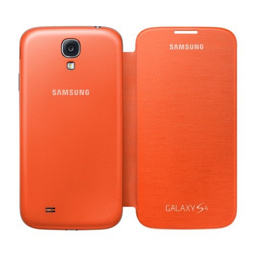 Samsung S4 i9500 Kapaklı Kılıf Turuncu EF-FI950BOEGWW