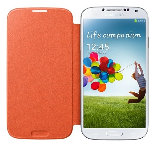 Samsung S4 i9500 Kapaklı Kılıf Turuncu EF-FI950BOEGWW