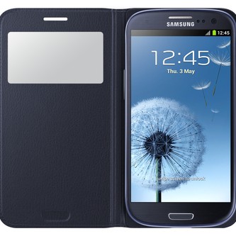 Samsung S3 Neo S-View Kılıf Indigo Mavi EF-CI930BLEGWW