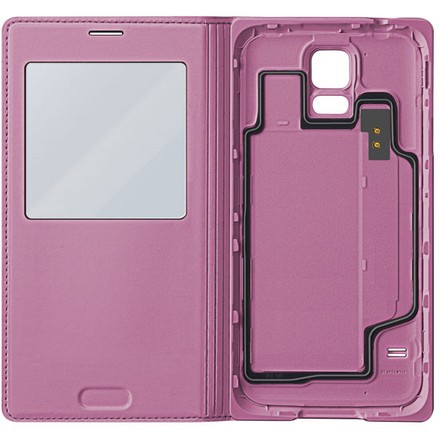 Samsung S5 S-View Kılıf Noktalı Pembe EF-CG900BPEGWW