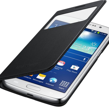 Samsung Grand 2 G7100 S-View Kılıf Mavi EF-CG710BLEGWW