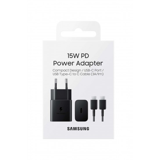 Samsung 15W PD Şarj Cihazı Adaptör Ve Kablo Siyah - EP-T1510XBEGWW