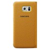 Samsung S6 EDGE Flip Wallet Cüzdan Kılıf TEKSTİL Sarı - EF-WG925BYEGWW