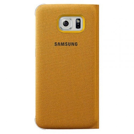 Samsung S6 EDGE Flip Wallet Cüzdan Kılıf TEKSTİL Sarı - EF-WG925BYEGWW