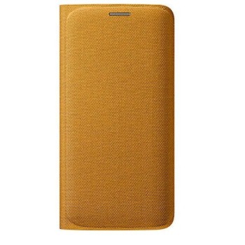 Samsung S6 EDGE Flip Wallet Cüzdan Kılıf TEKSTİL Sarı - EF-WG925BYEGWW