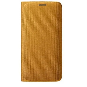 Samsung S6 EDGE Flip Wallet Cüzdan Kılıf TEKSTİL Sarı - EF-WG925BYEGWW