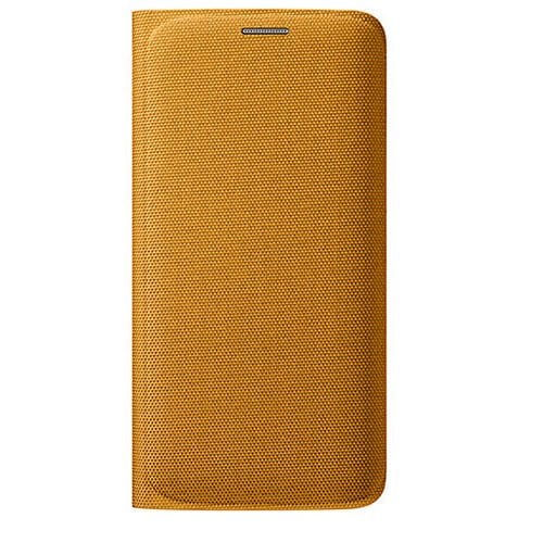 Samsung S6 EDGE Flip Wallet Cüzdan Kılıf TEKSTİL Sarı - EF-WG925BYEGWW