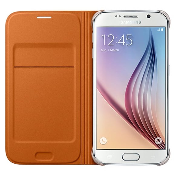 Samsung S6 Flip Wallet Cüzdan Kılıf Tekstil TURUNCU - EF-WG920BOEGWW