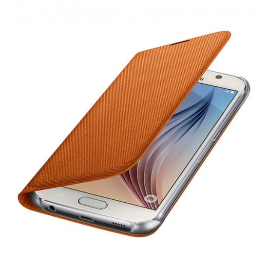 Samsung S6 Flip Wallet Cüzdan Kılıf Tekstil TURUNCU - EF-WG920BOEGWW