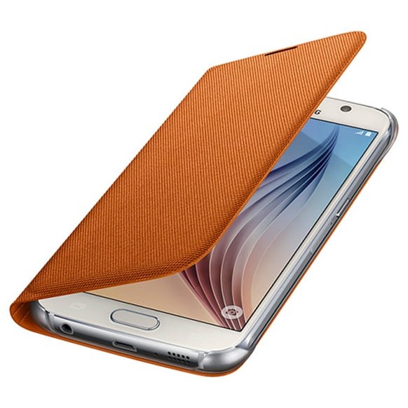 Samsung S6 Flip Wallet Cüzdan Kılıf Tekstil TURUNCU - EF-WG920BOEGWW