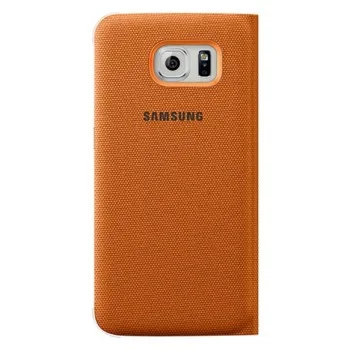 Samsung S6 Flip Wallet Cüzdan Kılıf Tekstil TURUNCU - EF-WG920BOEGWW