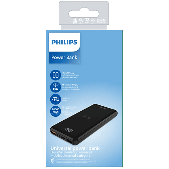 Philips 10.000 mAh Kablosuz HIZLI Power Bank SİYAH - DLP9520C/00