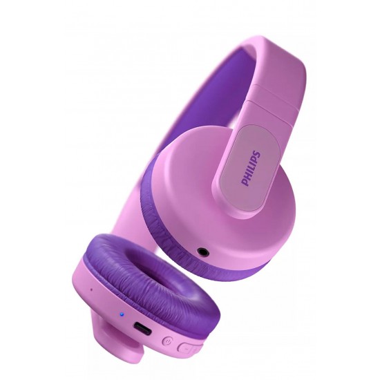 Philips TAK4206PK Kablosuz Kulak Üstü Çocuk Kulaklık Mikrofon 3.5 mm Oynatma Süre Kontrolü Pembe
