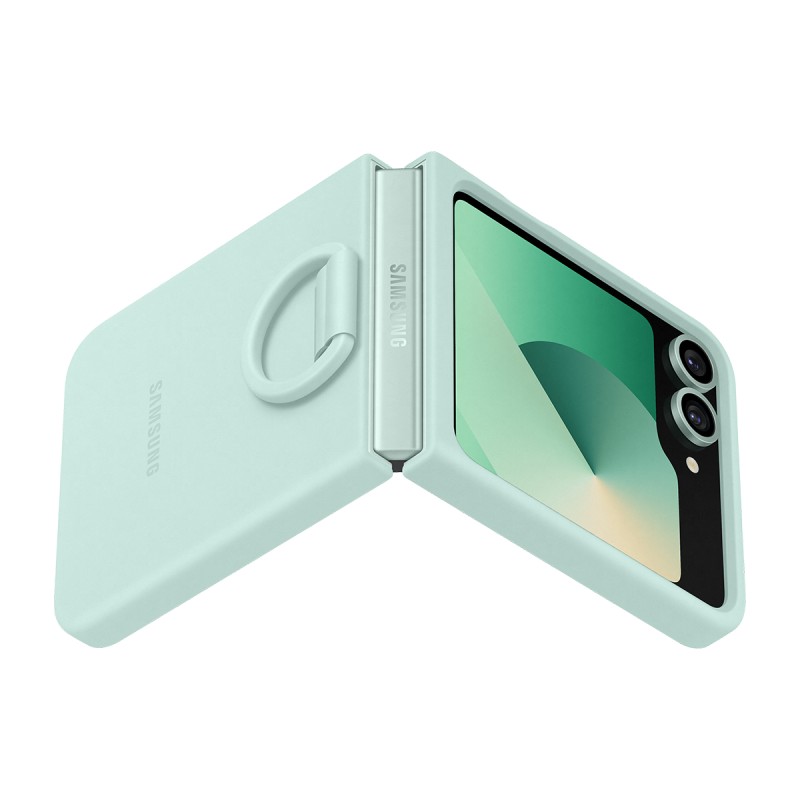 Samsung Galaxy Z Flip 6 Yüzüklü Silikon Kılıf - Yeşil Mint EF-PF741TMEGWW