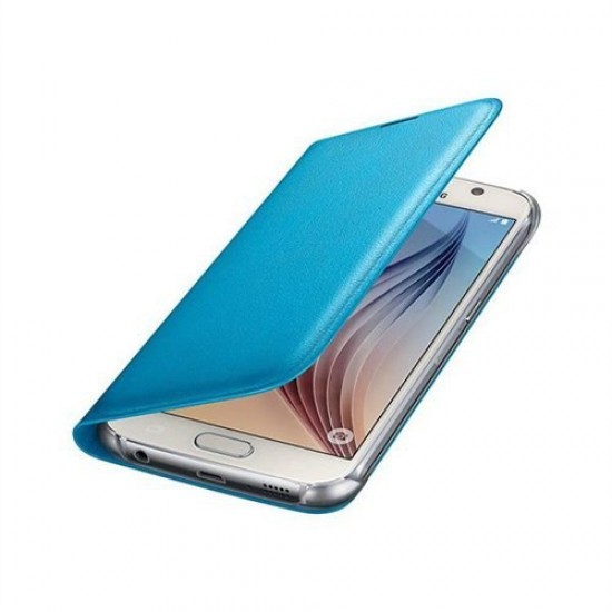 Samsung Galaxy S6 Kartlıklı Kılıf Deri Mavi EF-WG920PLEGWW