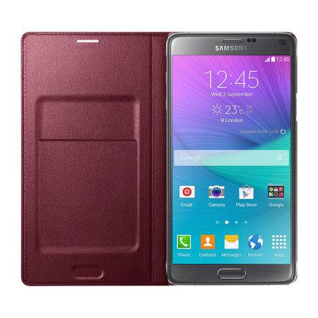 Samsung Galaxy Note 4 LED Cüzdan Kılıf Bordo EF-NN910BREGWW