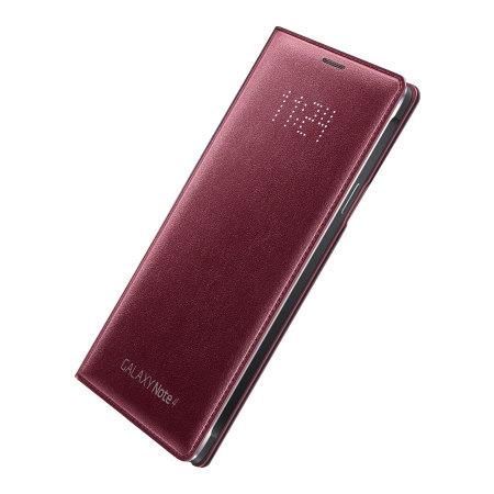 Samsung Galaxy Note 4 LED Cüzdan Kılıf Bordo EF-NN910BREGWW