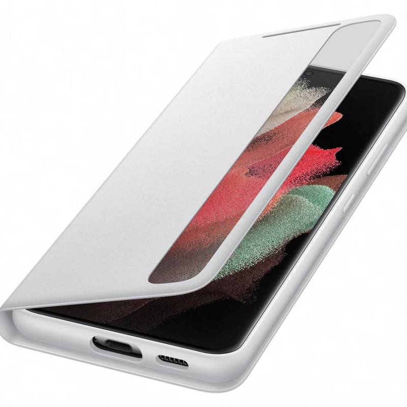 Samsung S21 Ultra Akıllı Clear View Kılıf Gri EF-ZG998CJEGTR