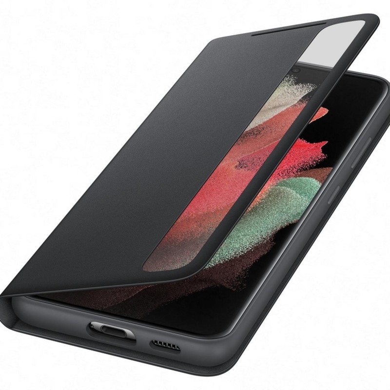 Samsung S21 Ultra Akıllı Clear View Kılıf Siyah EF-ZG998CBEGTR