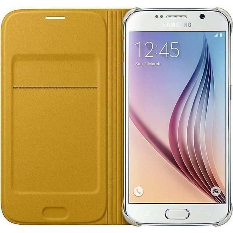 Samsung Galaxy S6 Kartlıklı Kılıf Deri Altın EF-WG920PYEGWW