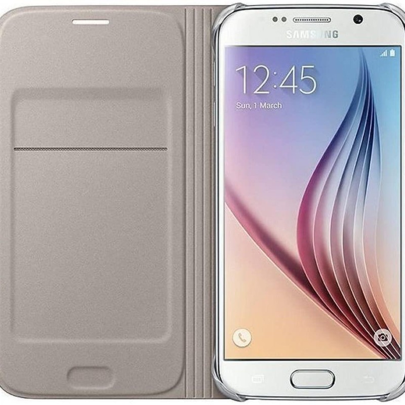 Samsung Galaxy S6 Kartlıklı Kılıf Tekstil Altın EF-WG920BFEGWW