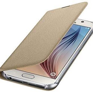 Samsung Galaxy S6 Kartlıklı Kılıf Tekstil Altın EF-WG920BFEGWW