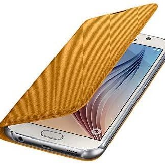 Samsung Galaxy S6 Kartlıklı Kılıf Tekstil Sarı EF-WG920BYEGWW
