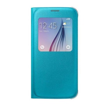 Samsung Galaxy S6 S-View Cover Kılıf Deri Mavi EF-CG920PLEGWW