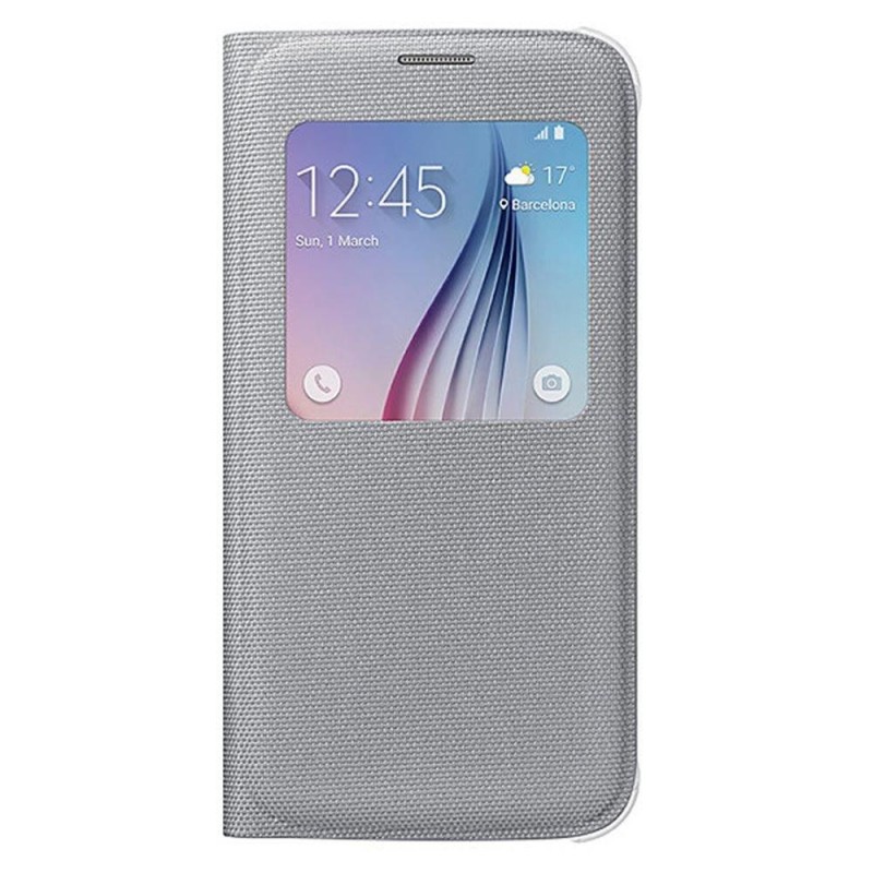 Samsung Galaxy S6 S-View Kılıf Tekstil Gri EF-CG920BSEGWW