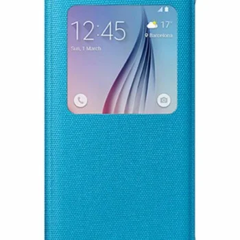 Samsung Galaxy S6 S-View Kılıf Tekstil Mavi EF-CG920BLEGWW