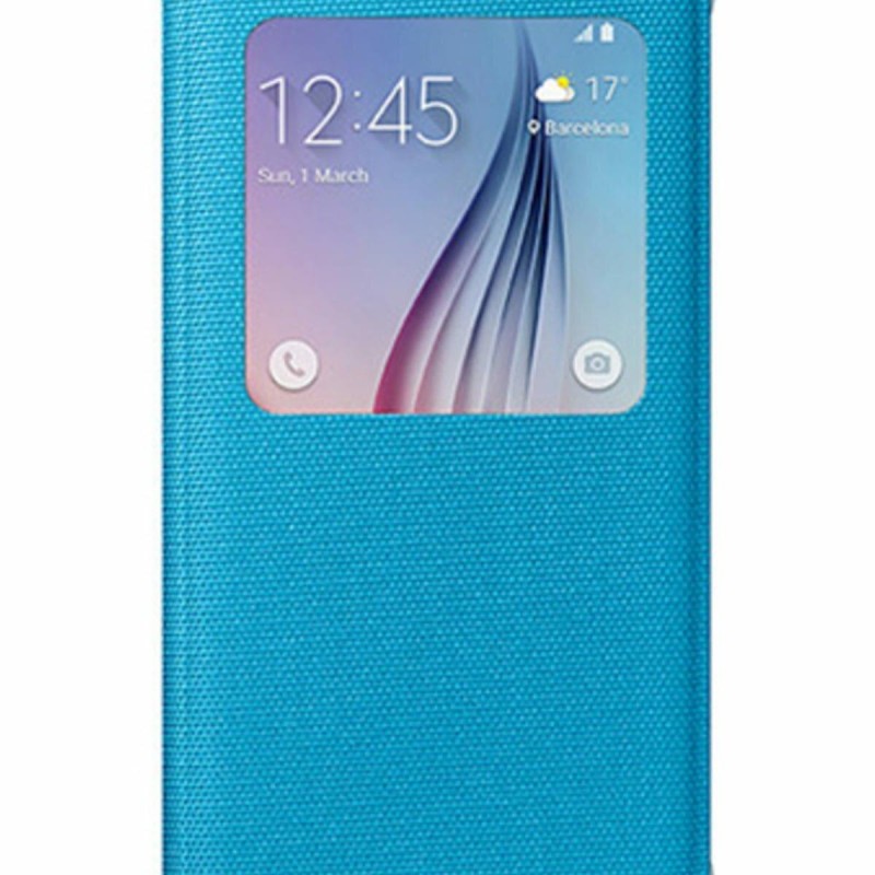 Samsung Galaxy S6 S-View Kılıf Tekstil Mavi EF-CG920BLEGWW