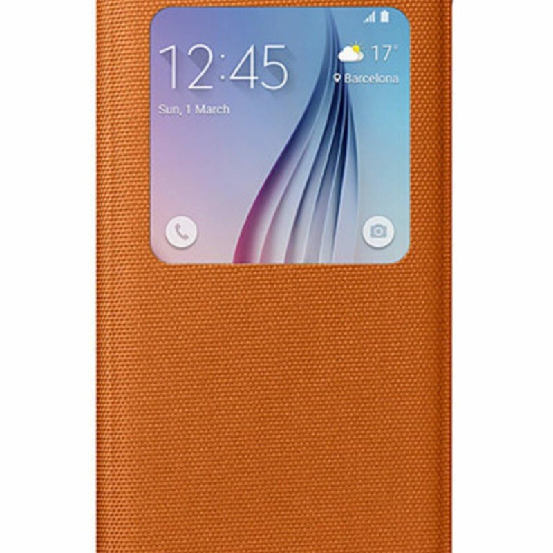 Samsung Galaxy S6 S-View Kılıf Tekstil Turuncu EF-CG920BOEGWW