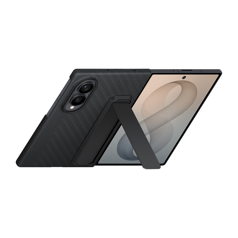Samsung Galaxy Z Fold8 Standlı Karbon Kılıf - Siyah