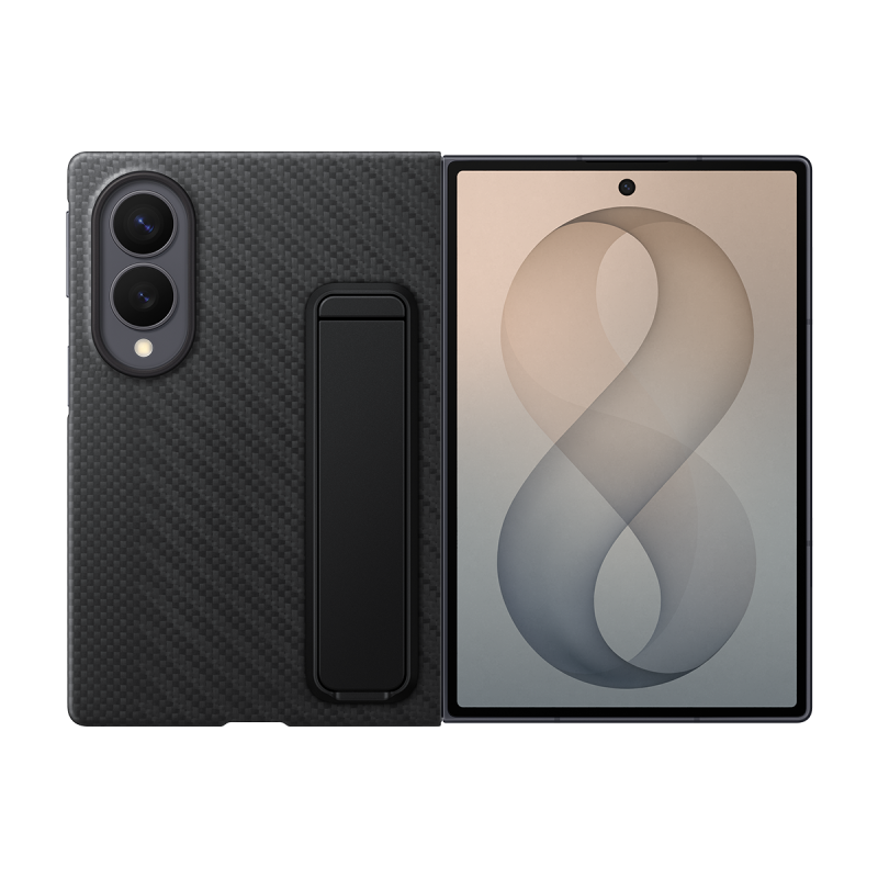 Samsung Galaxy Z Fold8 Standlı Karbon Kılıf - Siyah