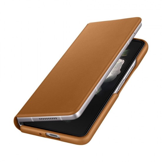 Samsung Fold3 Deri Katlanabilir Kılıf Kahverengi EF-FF926LAEGWW
