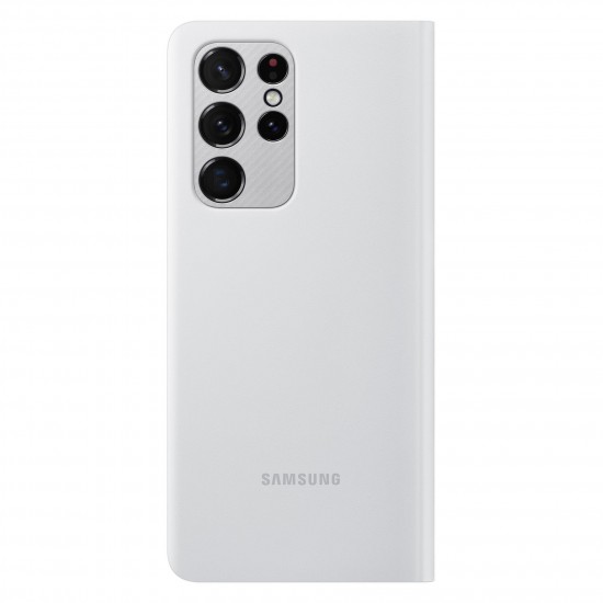 Samsung Galaxy S21 Ultra Akıllı Led View Kılıf - Açık Gri