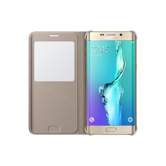 Samsung S6 Edge+ Plus S-View Kılıf Altın - EF-CG928PFEGTR