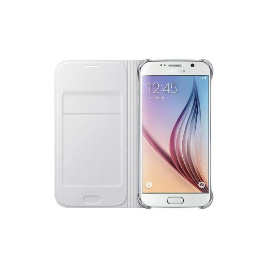 Samsung Galaxy S6 Kartlıklı Kılıf Deri Beyaz - EF-WG920PWEGWW