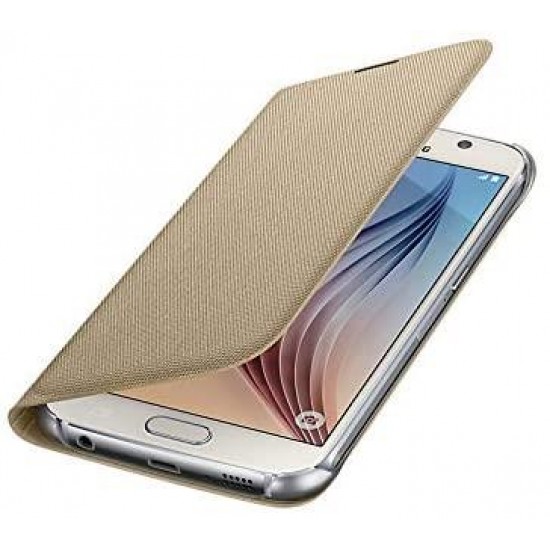 Samsung Galaxy S6 Kartlıklı Kılıf Tekstil Altın EF-WG920BFEGWW