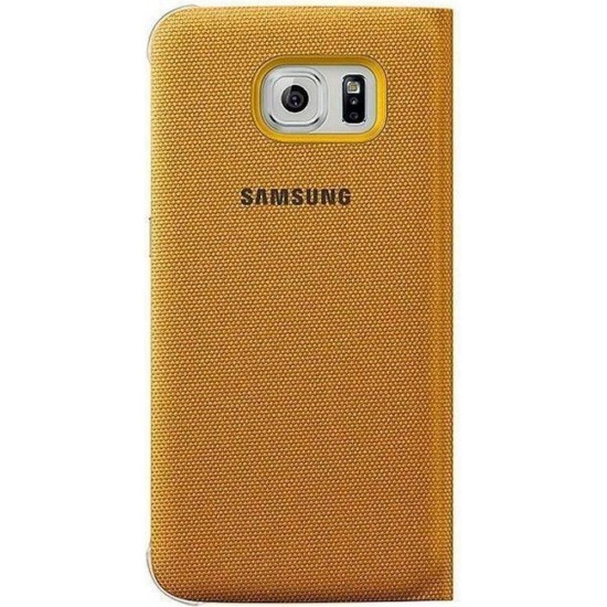 Samsung Galaxy S6 Kartlıklı Kılıf Tekstil Sarı EF-WG920BYEGWW