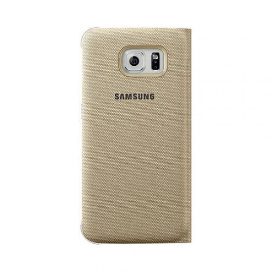 Samsung Galaxy S6 S-View Kılıf Tekstil Altın EF-CG920BFEGWW